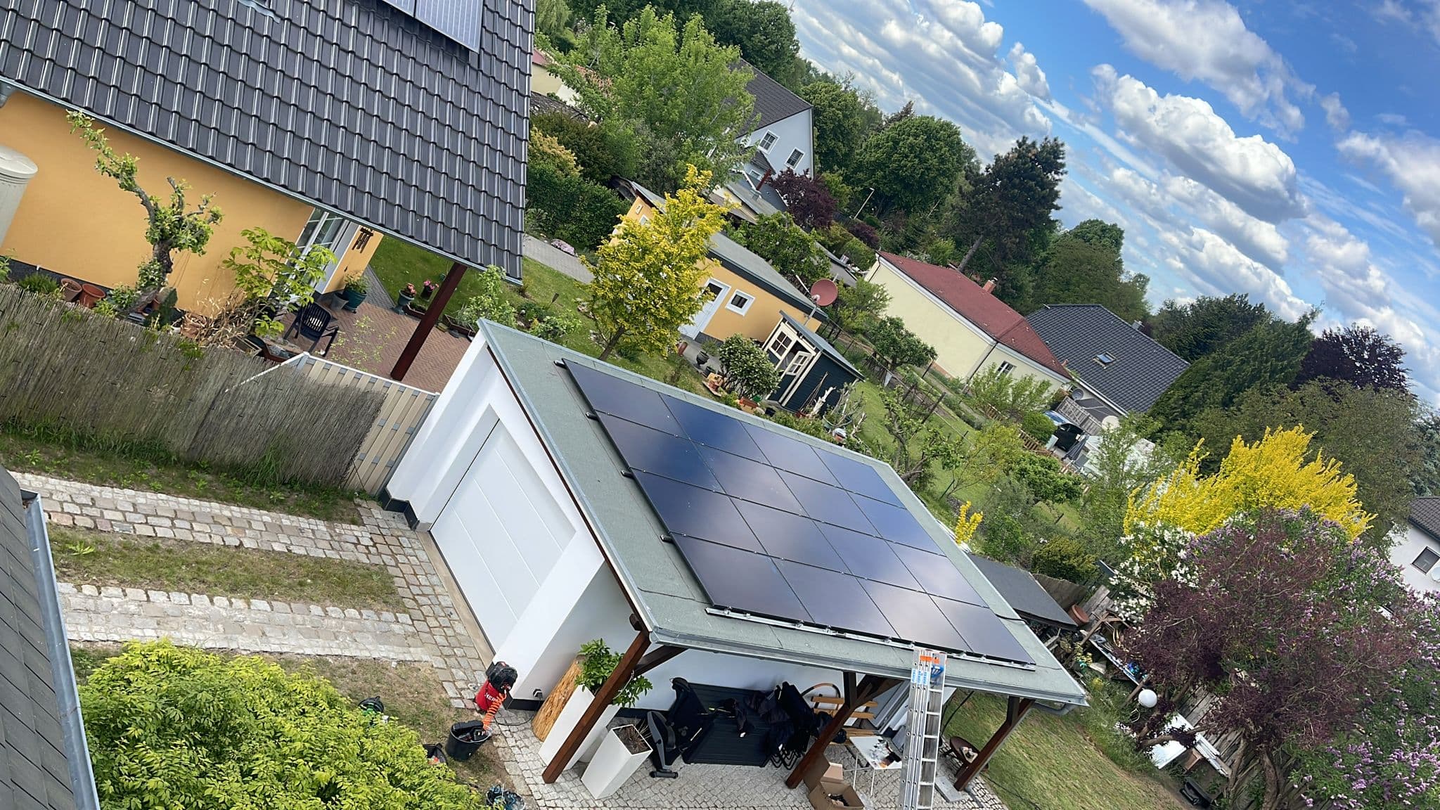 Carport-Solaranlage, Vogelperspektive